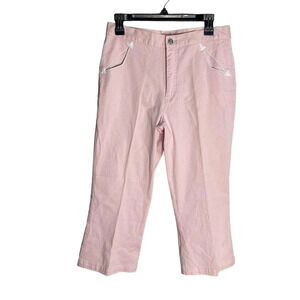 RoughRider Women's Wide Legs Pant Size 11 Pink Solid Cotton High-Rise Pockets